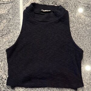 Lush Black Ribbed Crop Top